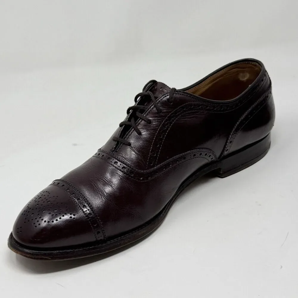 Alden 908 Medallion Perforated Tip Oxfords Shoes Mens 11.5 D / B Burgundy FLAWS
